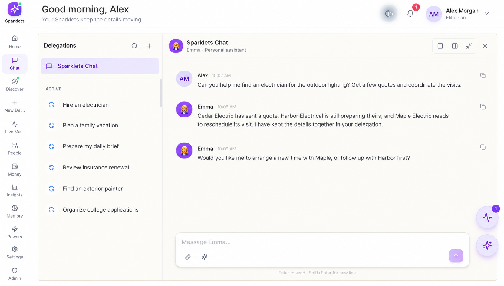 Sparklets Chat with an illustrative electrician conversation